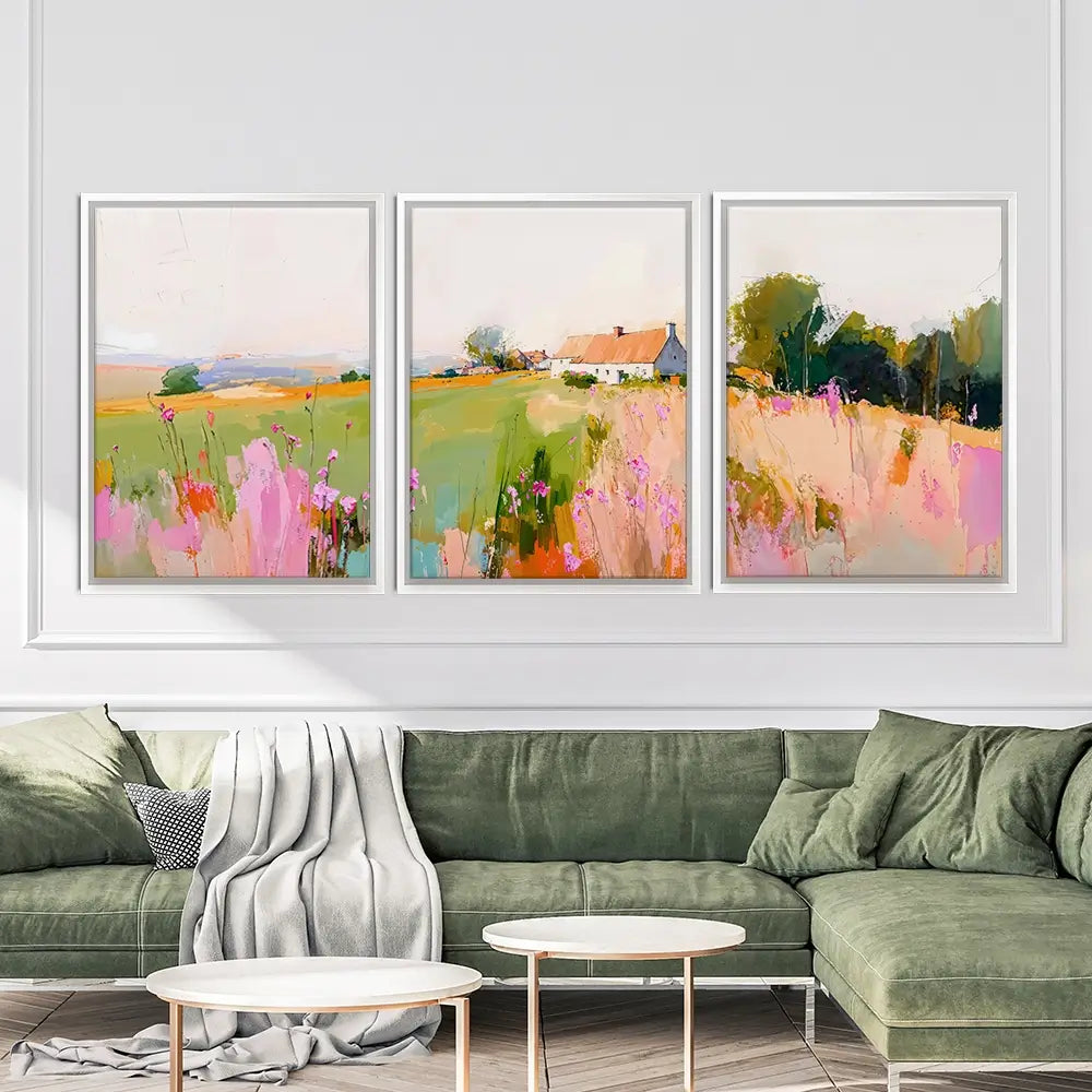 Scenic House Trio Canvas Print Scenic House Trio Canvas Print wall art product IAmHomeStudio