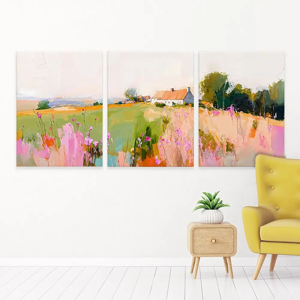 Scenic House Trio Canvas Print Scenic House Trio Canvas Print wall art product IAmHomeStudio