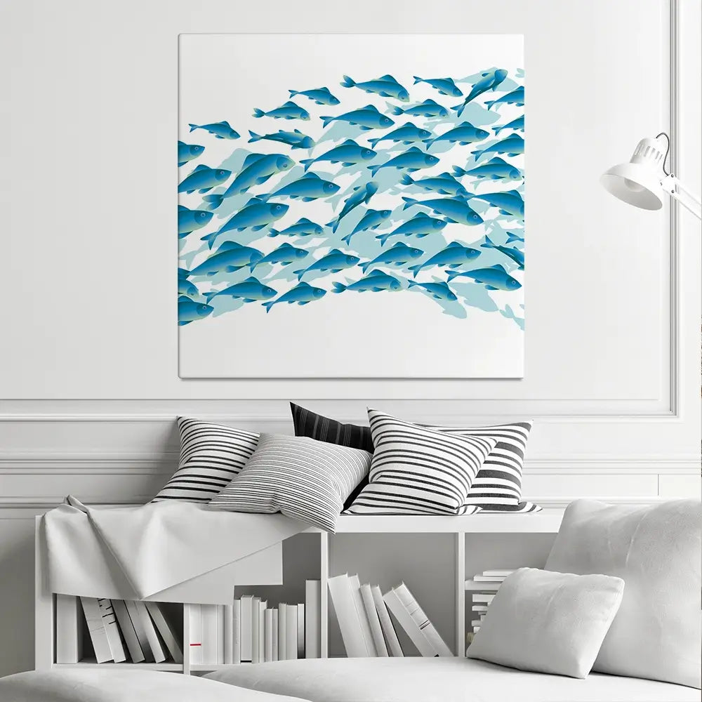 School Of Fish Square Canvas Print School Of Fish Square Canvas Print wall art product Galyna_P / Shutterstock
