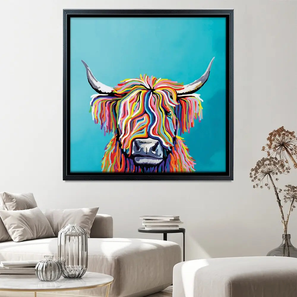 Scottish Cow Square Canvas Print Scottish Cow Square Canvas Print wall art product Independent