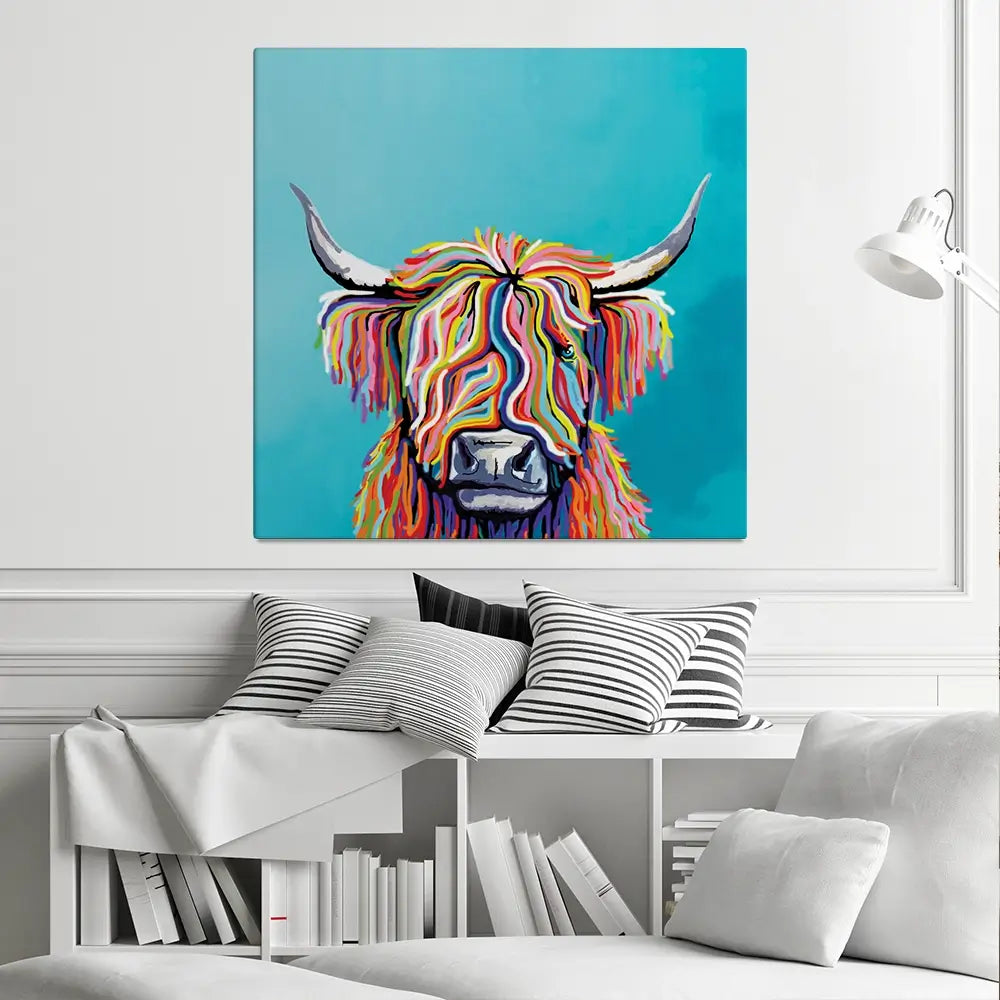 Scottish Cow Square Canvas Print Scottish Cow Square Canvas Print wall art product Independent