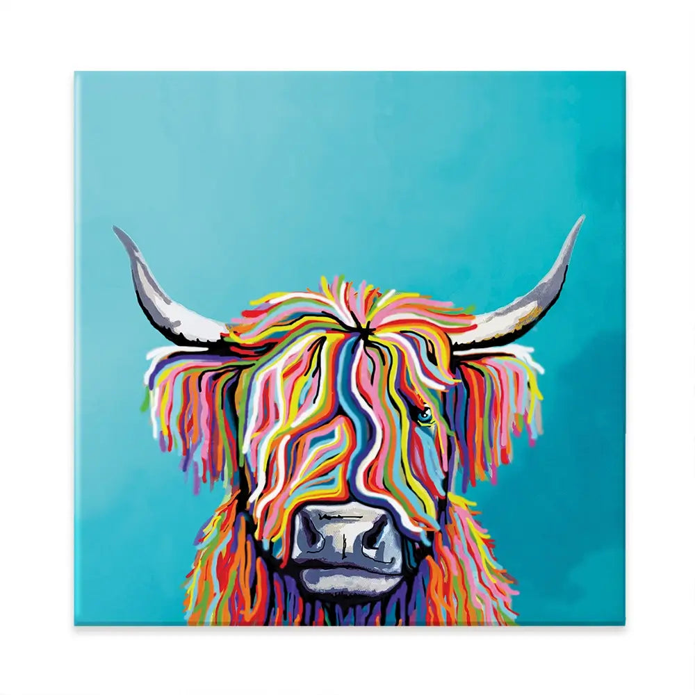 Scottish Cow Square Canvas Print Scottish Cow Square Canvas Print wall art product Independent