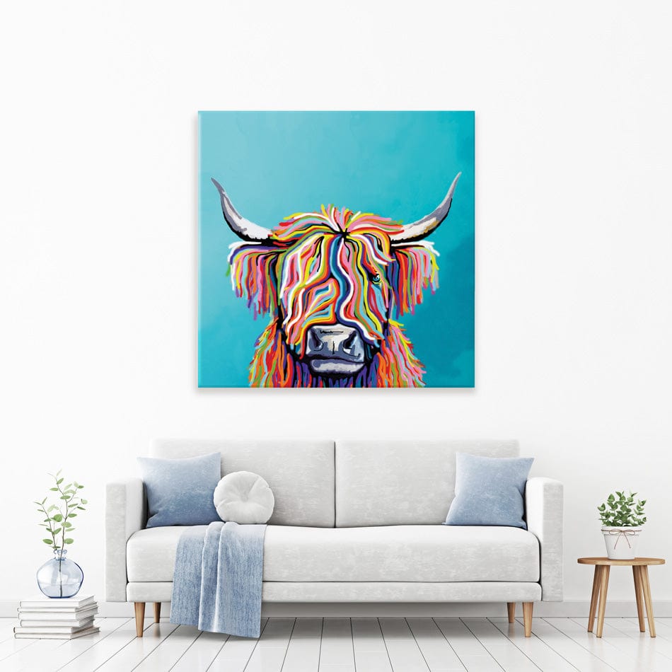 Scottish Cow Square Canvas Print wall art product Independent