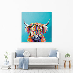 Scottish Cow Square Canvas Print wall art product Independent