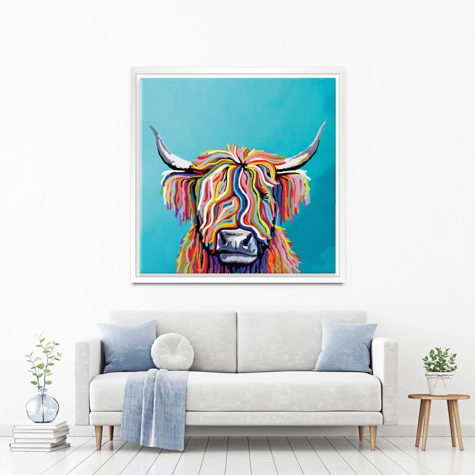 Scottish Cow Square Canvas Print wall art product Independent