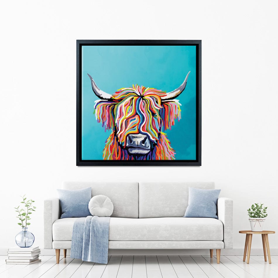 Scottish Cow Square Canvas Print wall art product Independent