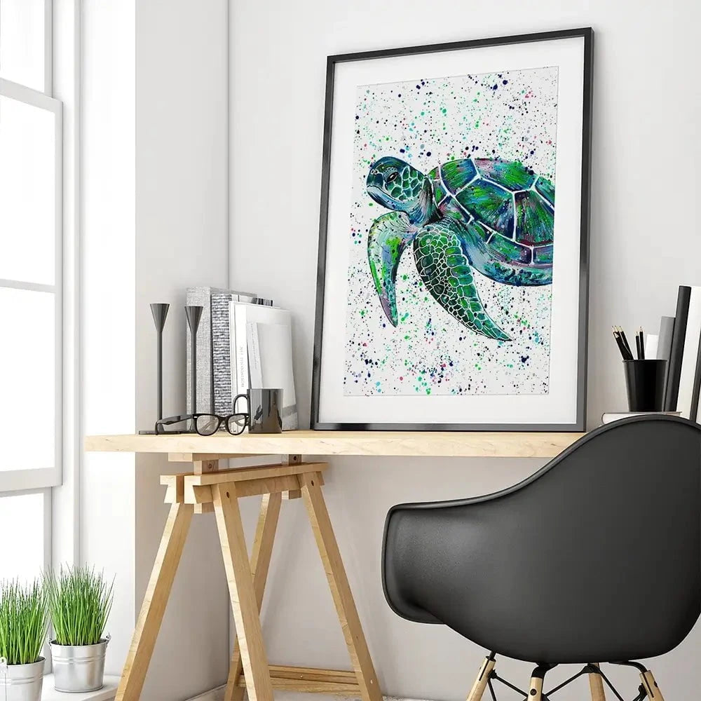 Sea Turtle Lenny Framed Art Print Sea Turtle Lenny Framed Art Print wall art product Emma LC Art
