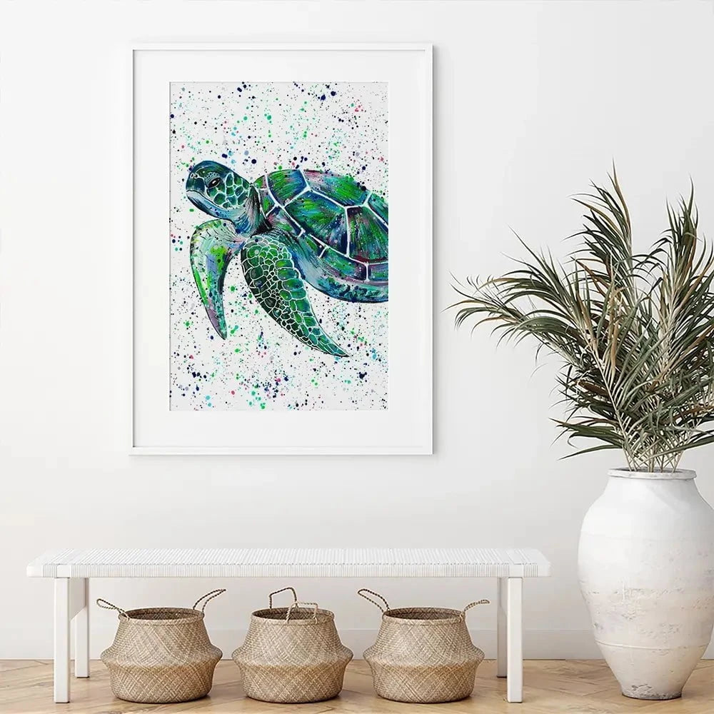 Sea Turtle Lenny Framed Art Print Sea Turtle Lenny Framed Art Print wall art product Emma LC Art