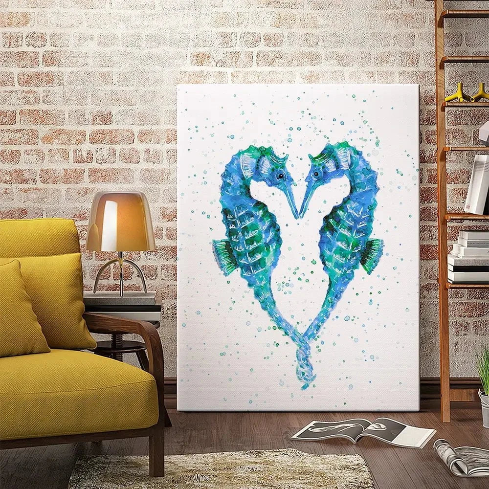 Seahorse Heart Canvas Print Seahorse Heart Canvas Print wall art product Emma LC Art