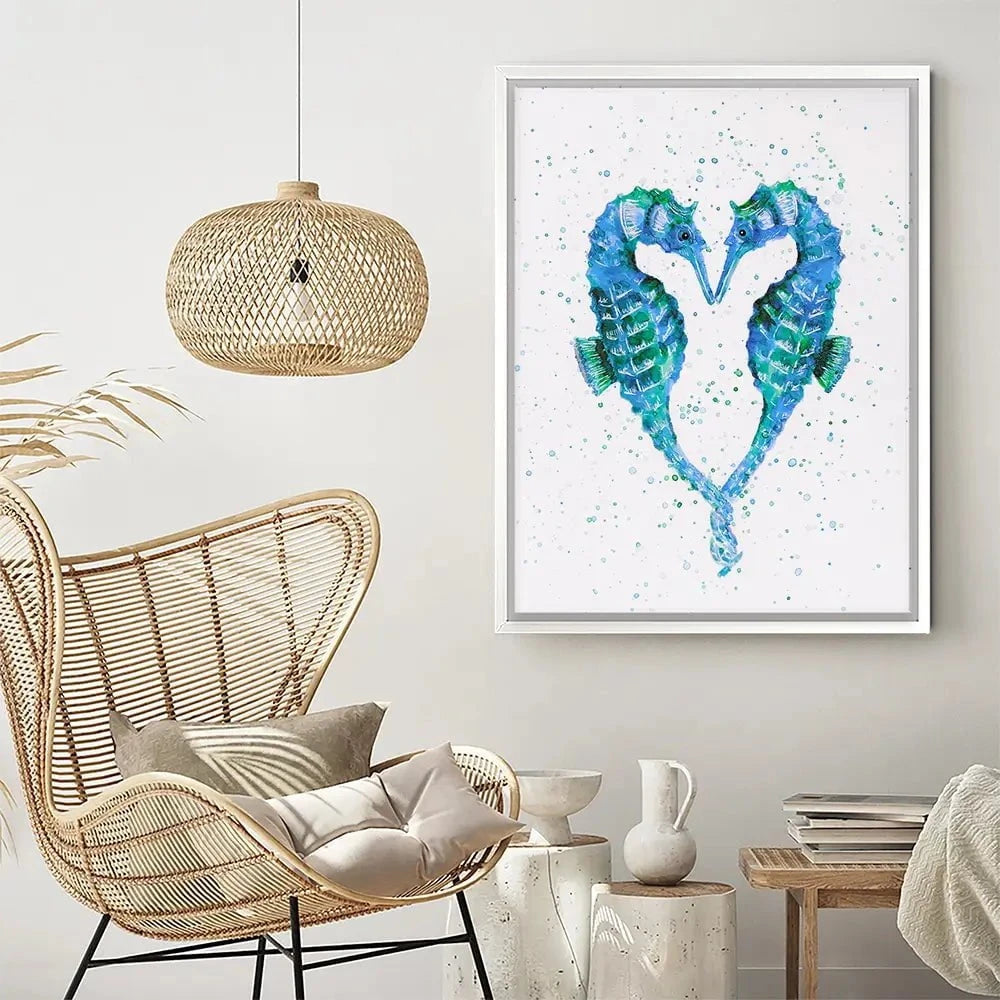 Seahorse Heart Canvas Print Seahorse Heart Canvas Print wall art product Emma LC Art