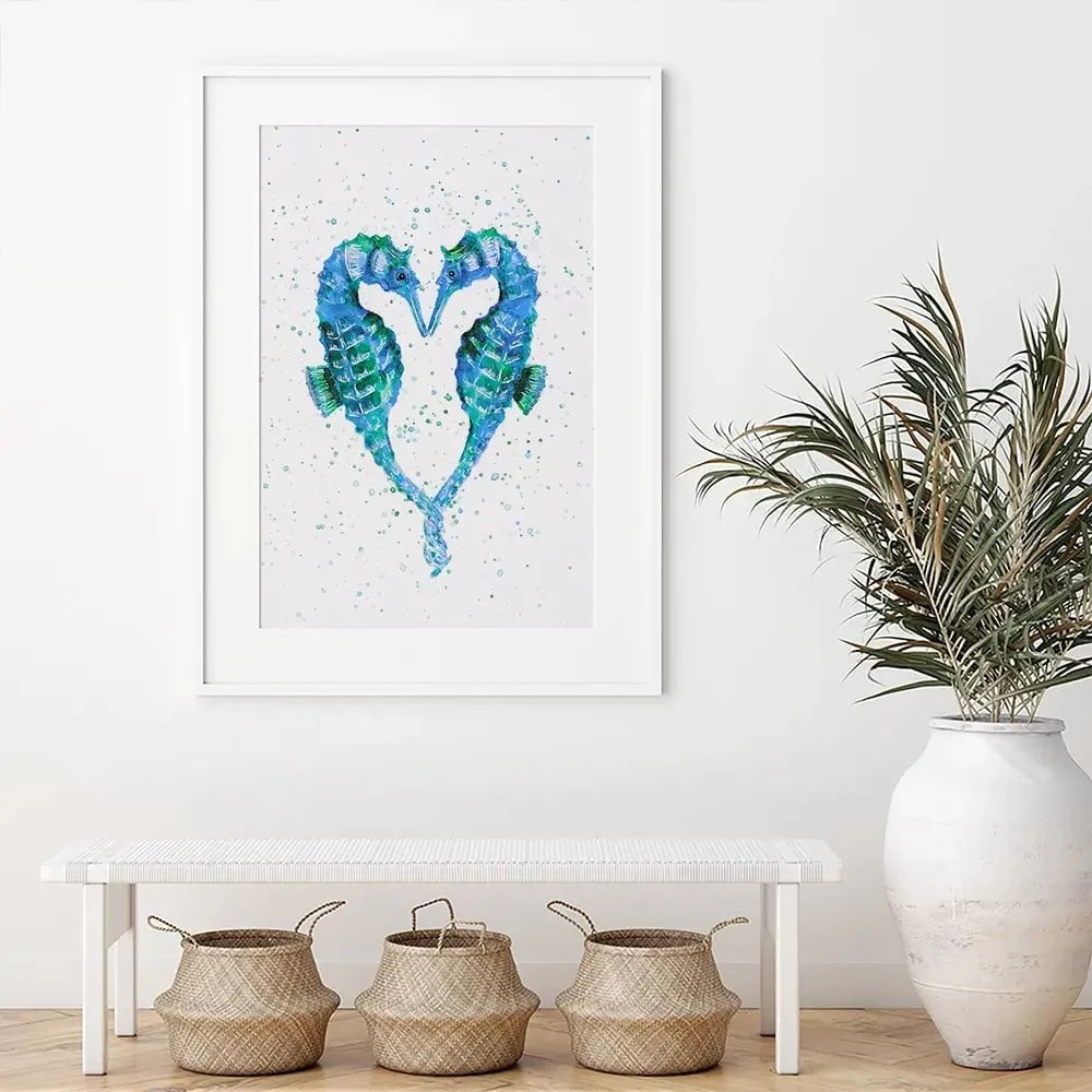 Seahorse Heart Framed Art Print Seahorse Heart Framed Art Print wall art product Emma LC Art