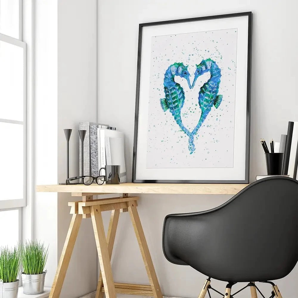 Seahorse Heart Framed Art Print Seahorse Heart Framed Art Print wall art product Emma LC Art