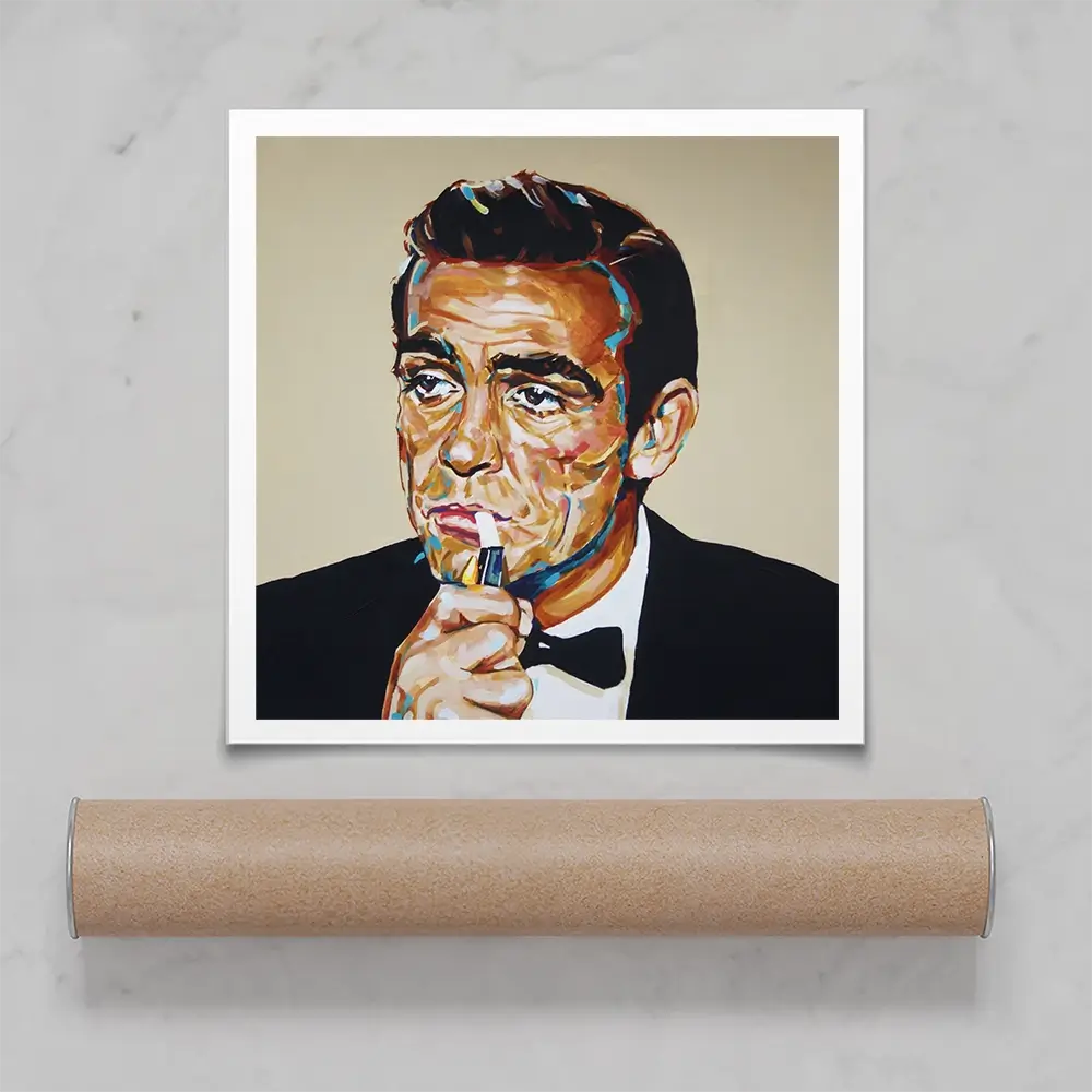 Sean Connery Bond Square Art Print Sean Connery Bond Square Art Print wall art product Juliet Stockton