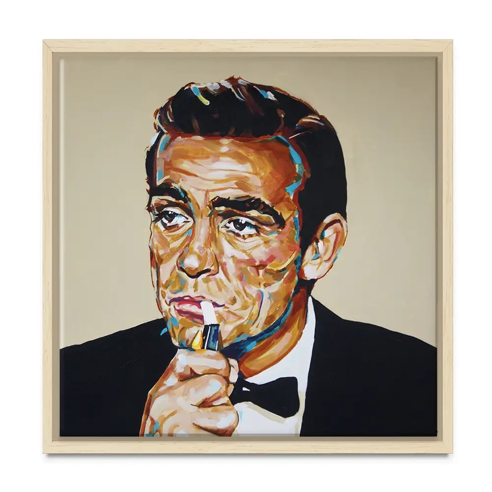 Sean Connery Bond Square Canvas Print Sean Connery Bond Square Canvas Print wall art product Juliet Stockton