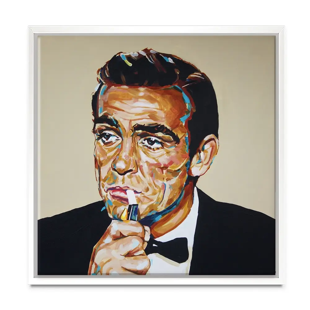 Sean Connery Bond Square Canvas Print Sean Connery Bond Square Canvas Print wall art product Juliet Stockton