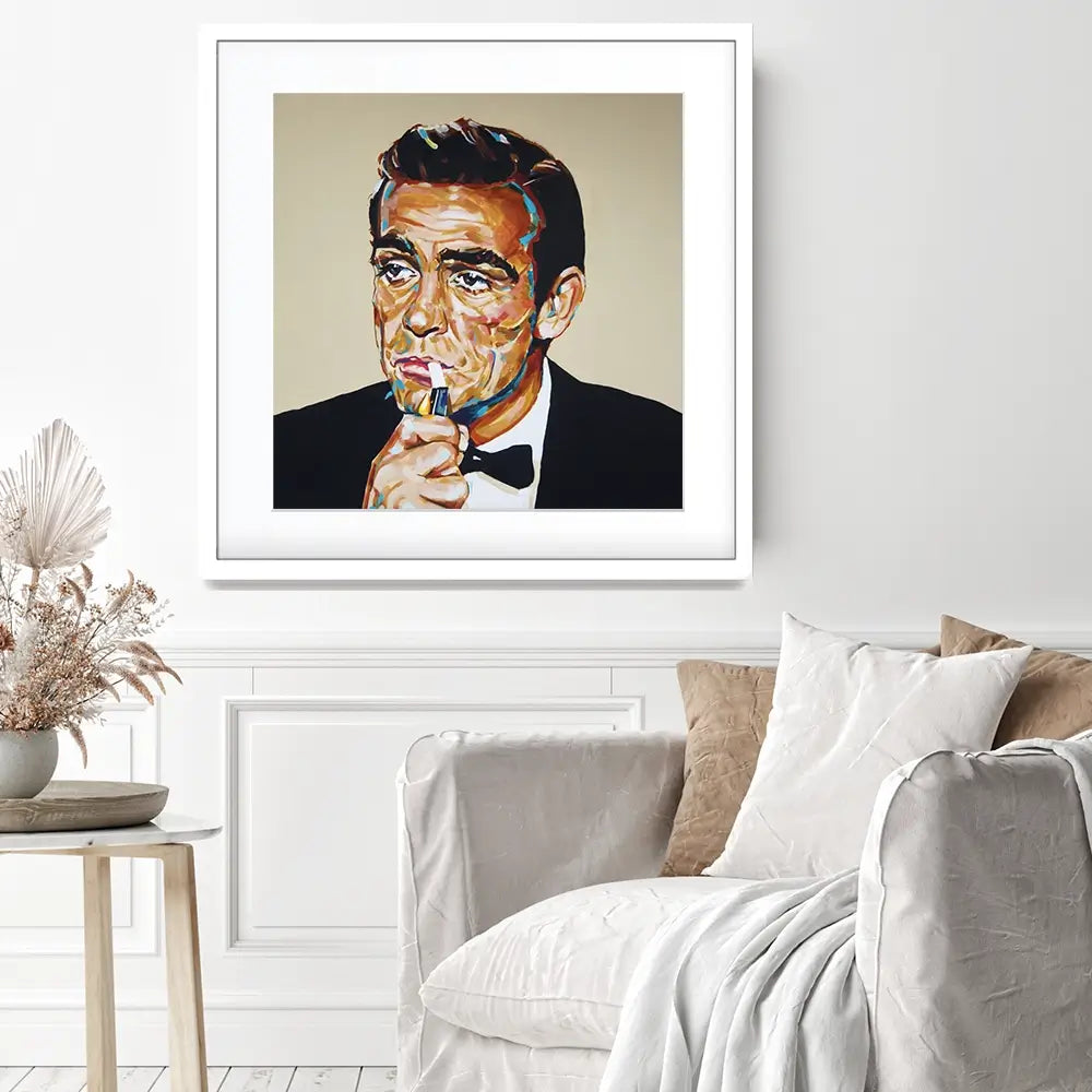 Sean Connery Bond Square Framed Art Print Sean Connery Bond Square Framed Art Print wall art product Juliet Stockton