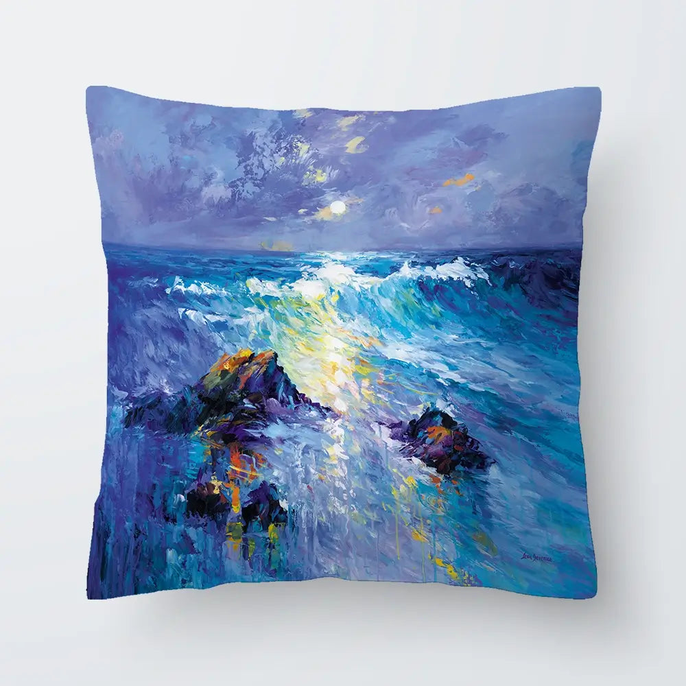 Seascape With Crashing Waves Over Rocky Coast Cushion Seascape With Crashing Waves Over Rocky Coast Cushion wall art product Leon Devenice