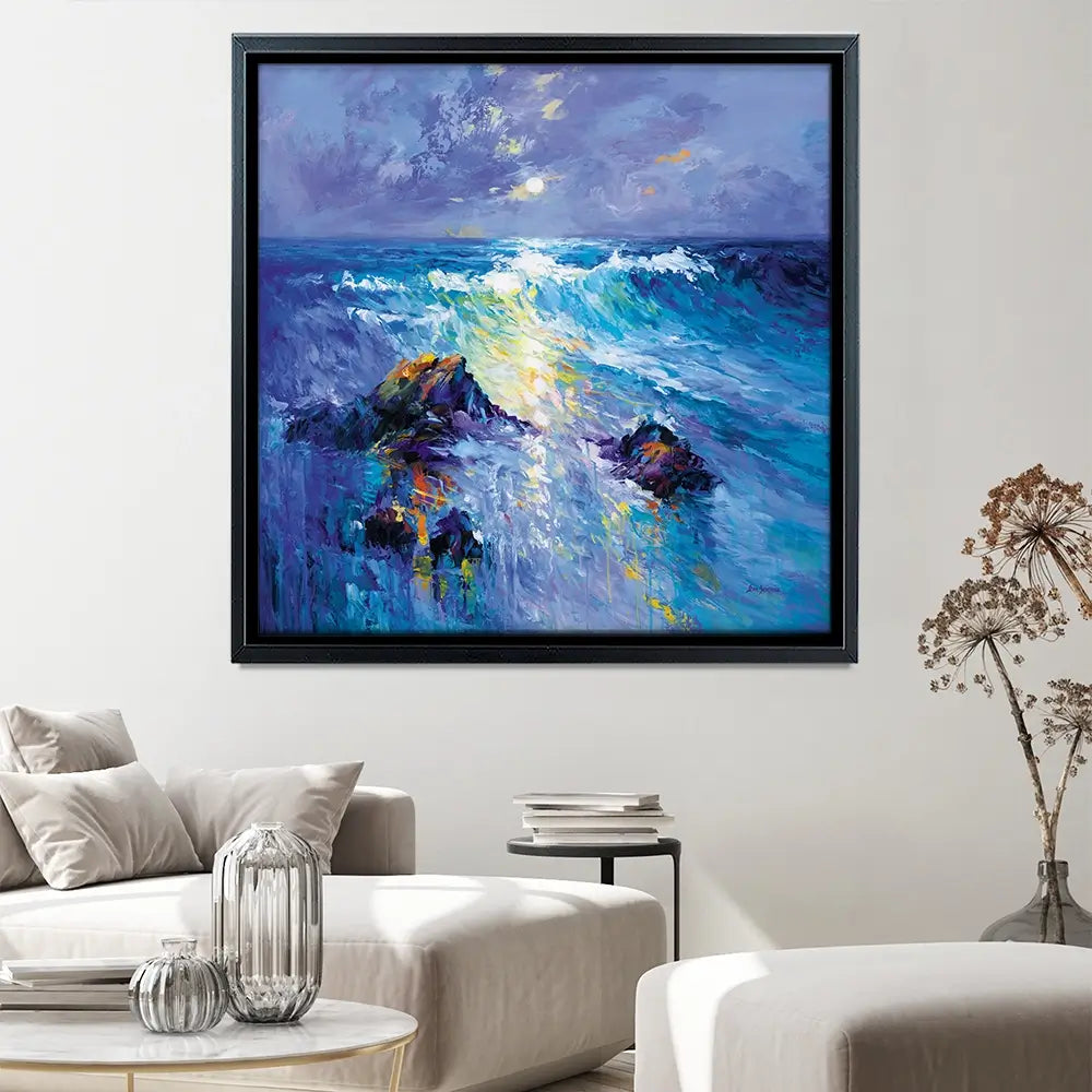 Seascape With Crashing Waves Over Rocky Coast Square Canvas Print Seascape With Crashing Waves Over Rocky Coast Square Canvas Print wall art product Leon Devenice