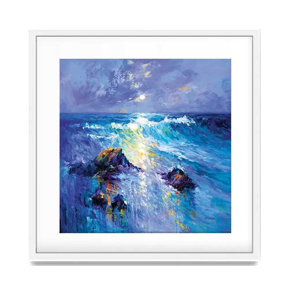 Seascape With Crashing Waves Over Rocky Coast Square Framed Art Print Seascape With Crashing Waves Over Rocky Coast Square Framed Art Print wall art product Leon Devenice