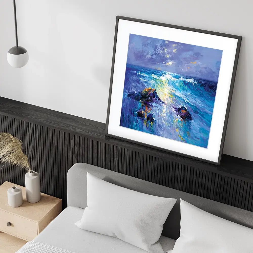 Seascape With Crashing Waves Over Rocky Coast Square Framed Art Print Seascape With Crashing Waves Over Rocky Coast Square Framed Art Print wall art product Leon Devenice