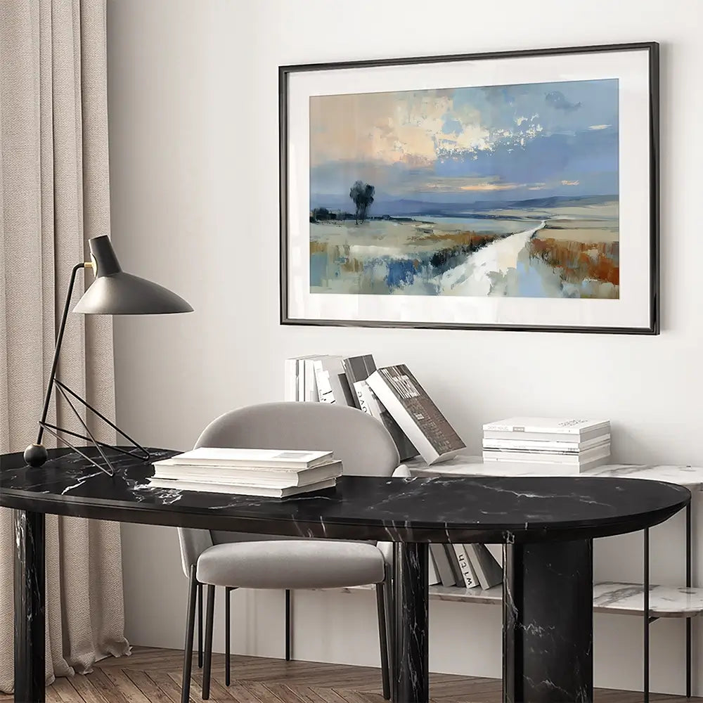 Serene Distant Hills Framed Art Print Serene Distant Hills Framed Art Print wall art product Leon Devenice