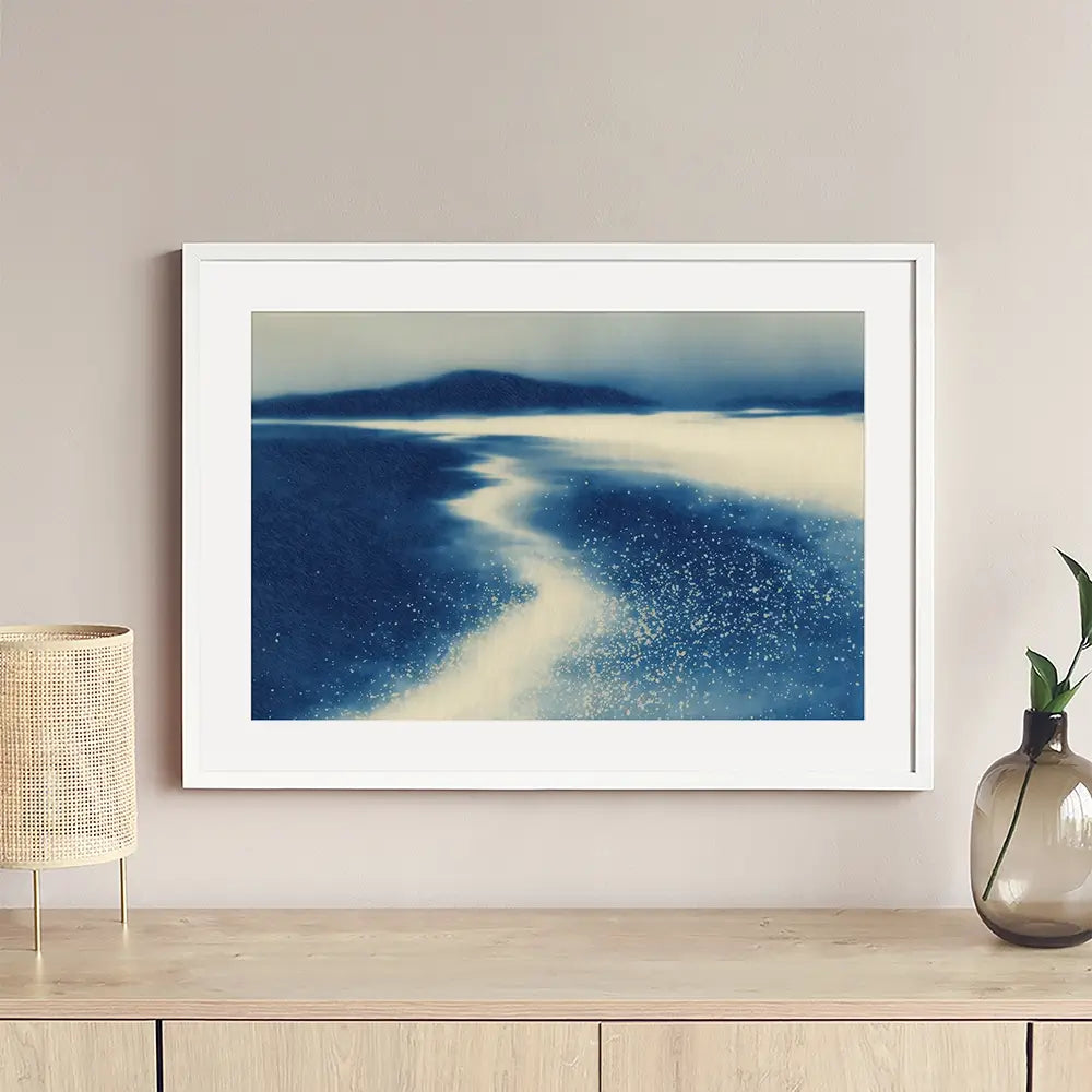 Serene Shoreline Flow Framed Art Print Serene Shoreline Flow Framed Art Print wall art product Chromatic Storm Studio