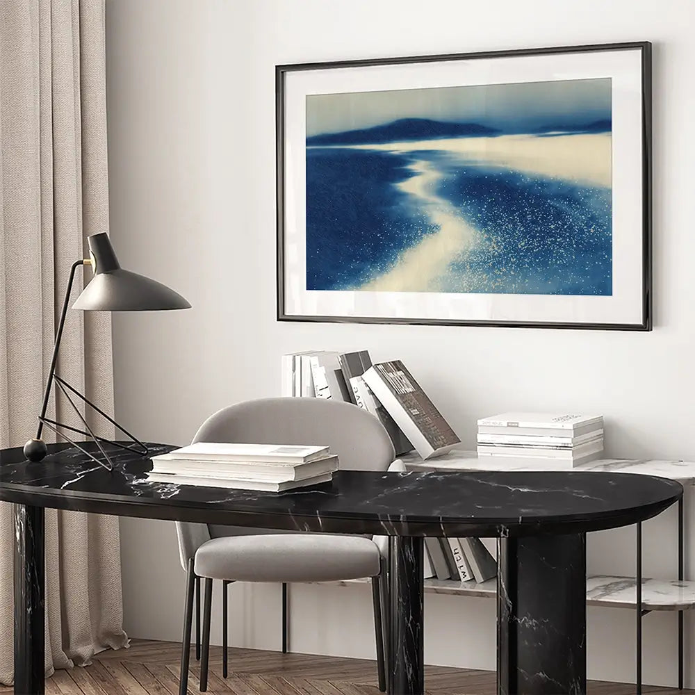 Serene Shoreline Flow Framed Art Print Serene Shoreline Flow Framed Art Print wall art product Chromatic Storm Studio