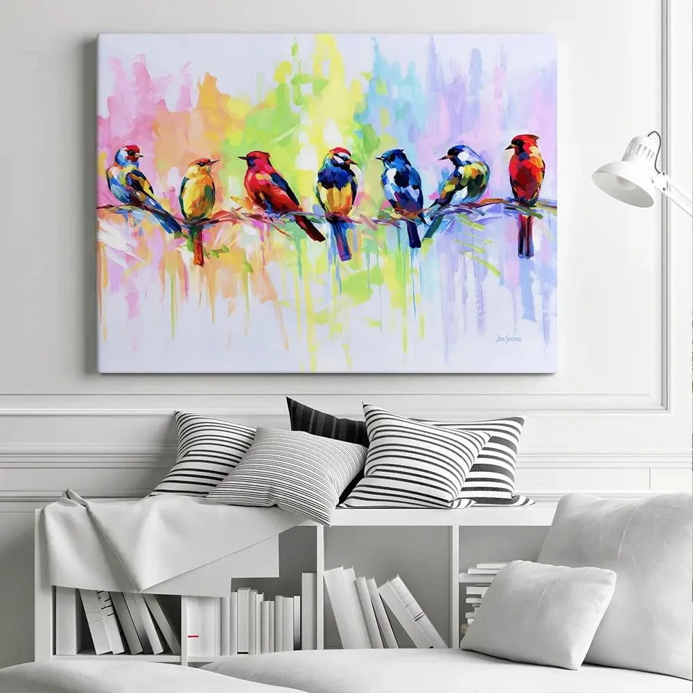 Seven Colourful Birds Canvas Print Seven Colourful Birds Canvas Print wall art product Leon Devenice