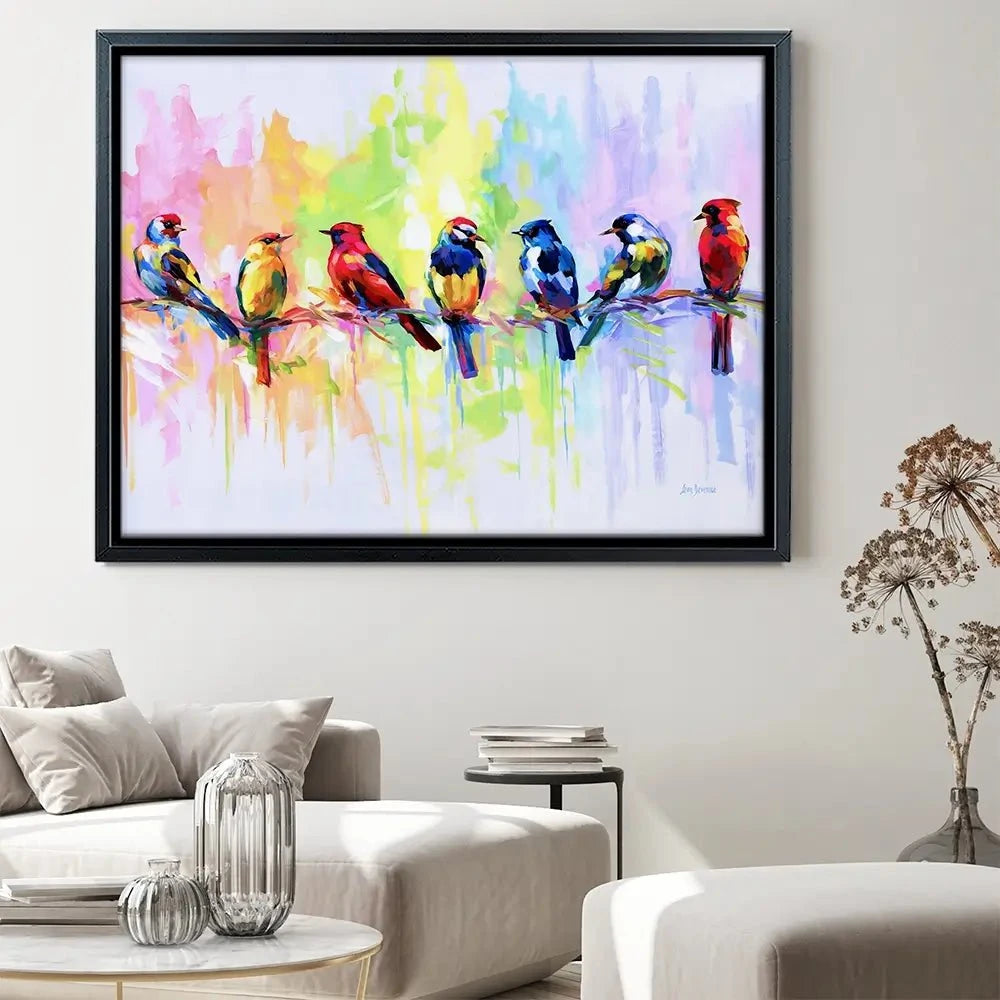Seven Colourful Birds Canvas Print Seven Colourful Birds Canvas Print wall art product Leon Devenice