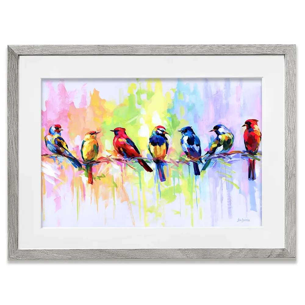 Seven Colourful Birds Framed Art Print Seven Colourful Birds Framed Art Print wall art product Leon Devenice