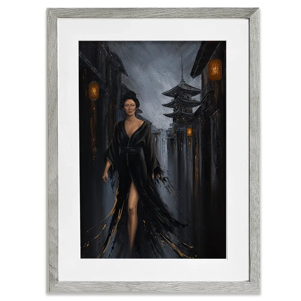 Shadow Of Geisha Framed Art Print Shadow Of Geisha Framed Art Print wall art product Isabella Karolewicz