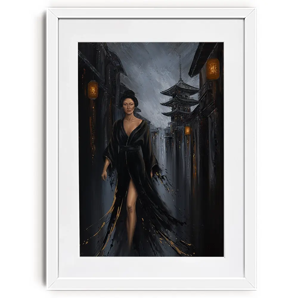 Shadow Of Geisha Framed Art Print Shadow Of Geisha Framed Art Print wall art product Isabella Karolewicz
