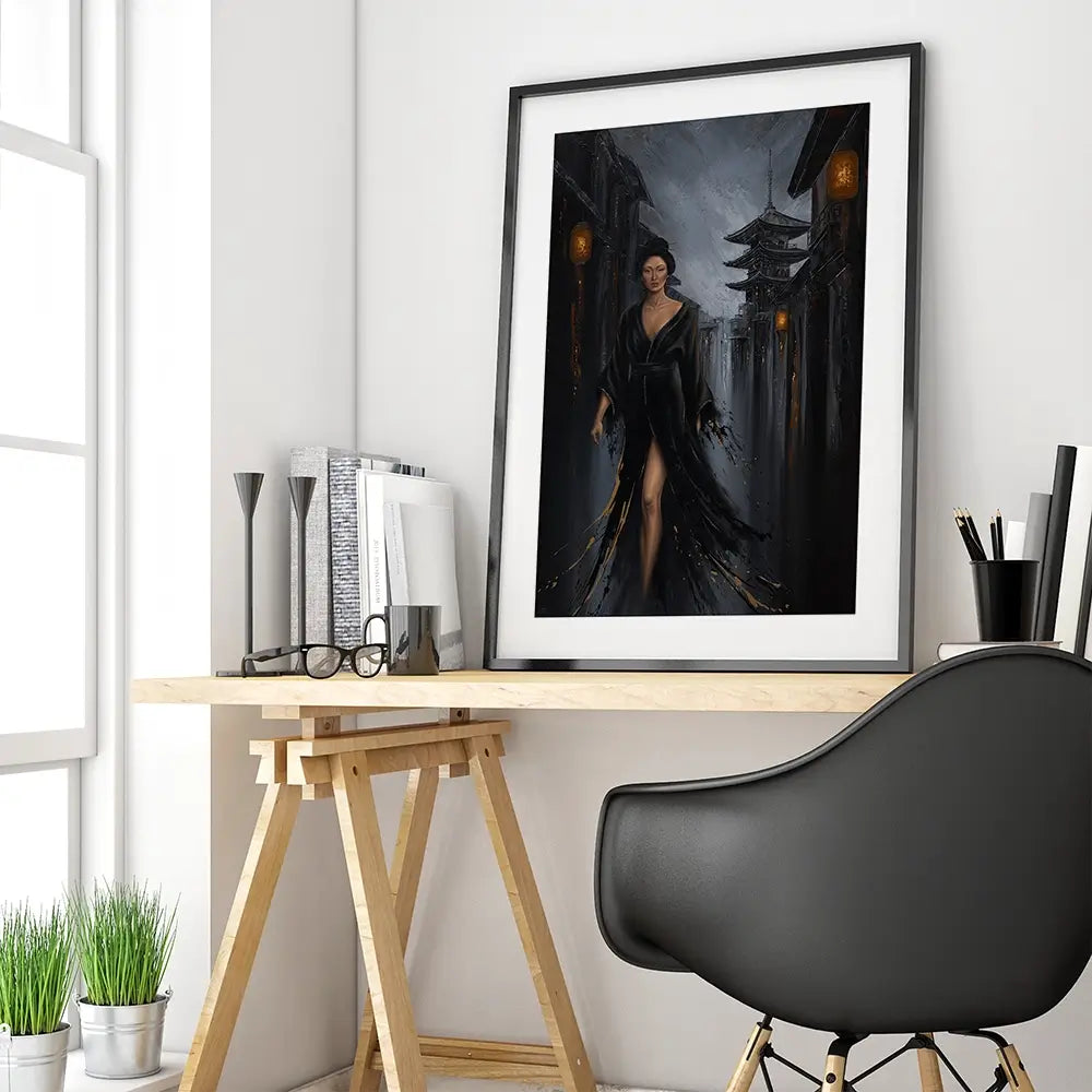 Shadow Of Geisha Framed Art Print Shadow Of Geisha Framed Art Print wall art product Isabella Karolewicz