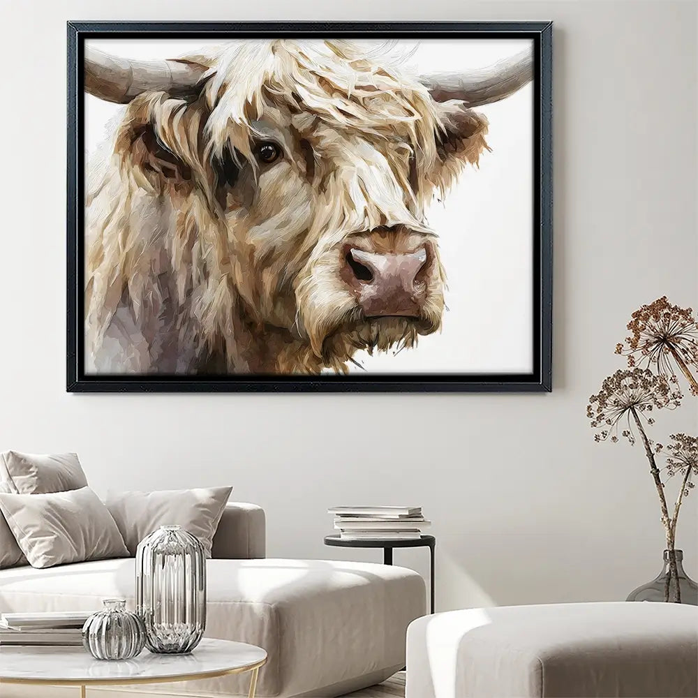 Shaggy Highland Cow Canvas Print Shaggy Highland Cow Canvas Print wall art product Petal Prints Design - Independent
