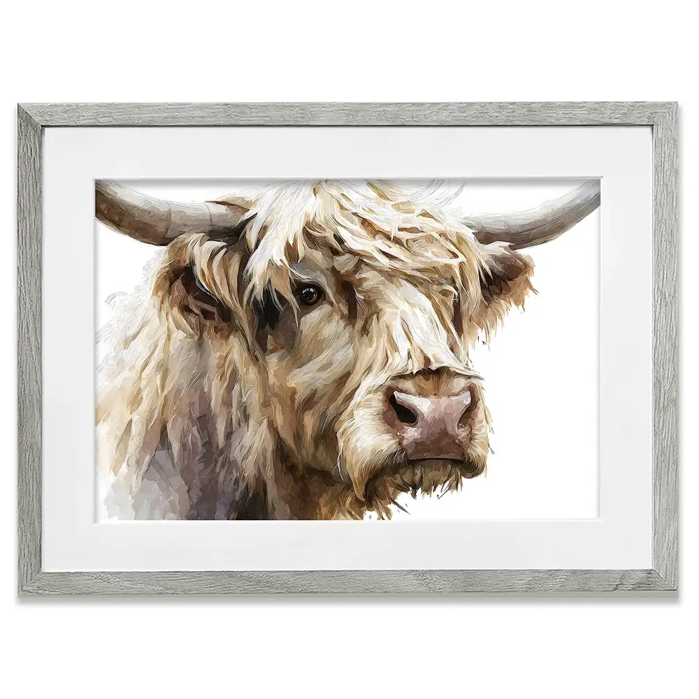 Shaggy Highland Cow Framed Art Print Shaggy Highland Cow Framed Art Print wall art product Petal Prints Design - Independent