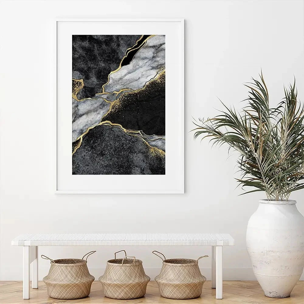 Shattering Black Marble Framed Art Print Shattering Black Marble Framed Art Print wall art product wacomka / Shutterstock