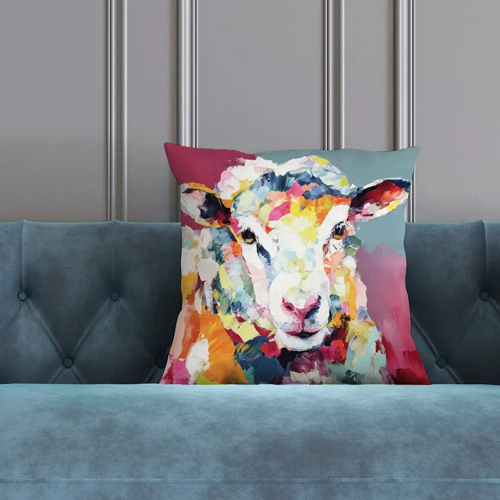 Sheep In Confetti Cushion Sheep In Confetti Cushion wall art product Chromatic Storm Studio