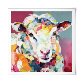 Sheep In Confetti Square Art Print Sheep In Confetti Square Art Print wall art product Chromatic Storm Studio