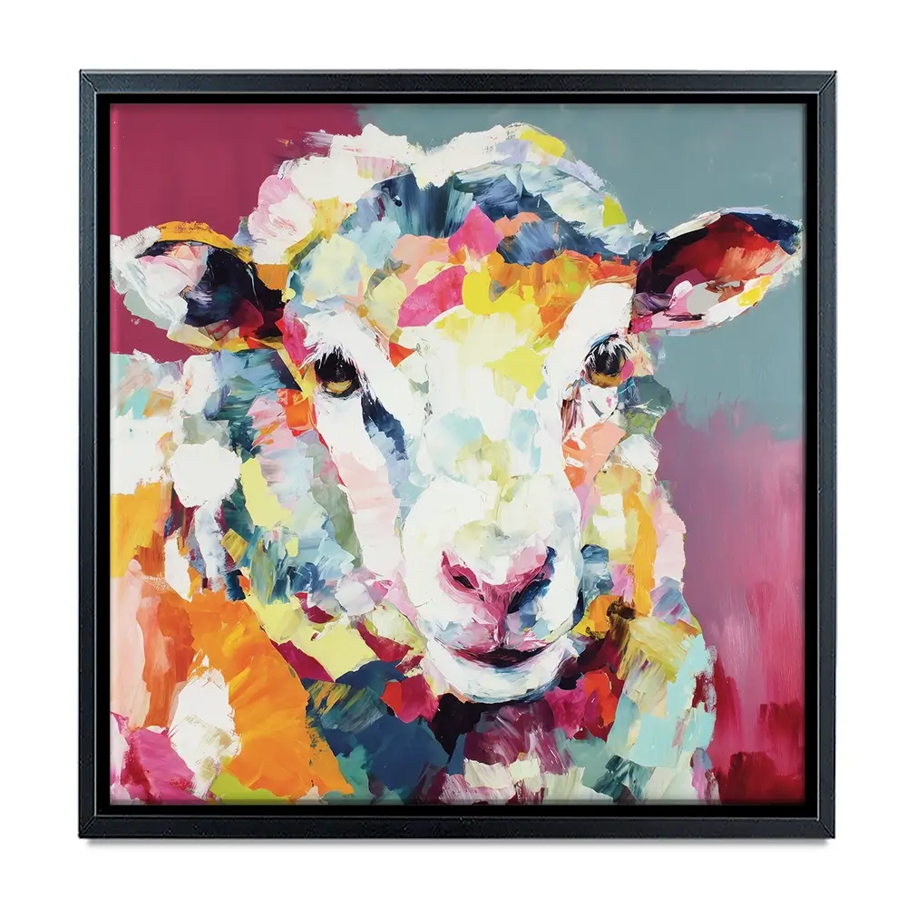 Sheep In Confetti Square Canvas Print Sheep In Confetti Square Canvas Print wall art product Chromatic Storm Studio