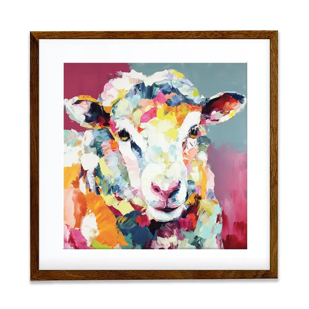Sheep In Confetti Square Framed Art Print Sheep In Confetti Square Framed Art Print wall art product Chromatic Storm Studio