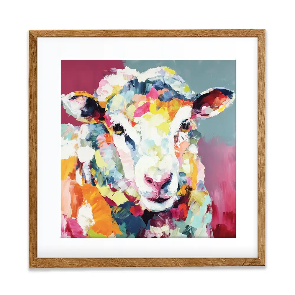 Sheep In Confetti Square Framed Art Print Sheep In Confetti Square Framed Art Print wall art product Chromatic Storm Studio
