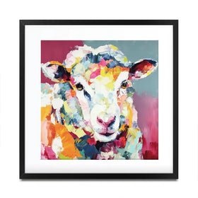Sheep In Confetti Square Framed Art Print Sheep In Confetti Square Framed Art Print wall art product Chromatic Storm Studio