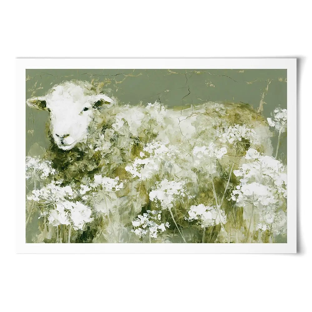 Sheep In Queen Annes Lace Art Print Sheep In Queen Annes Lace Art Print wall art product Chromatic Storm Studio