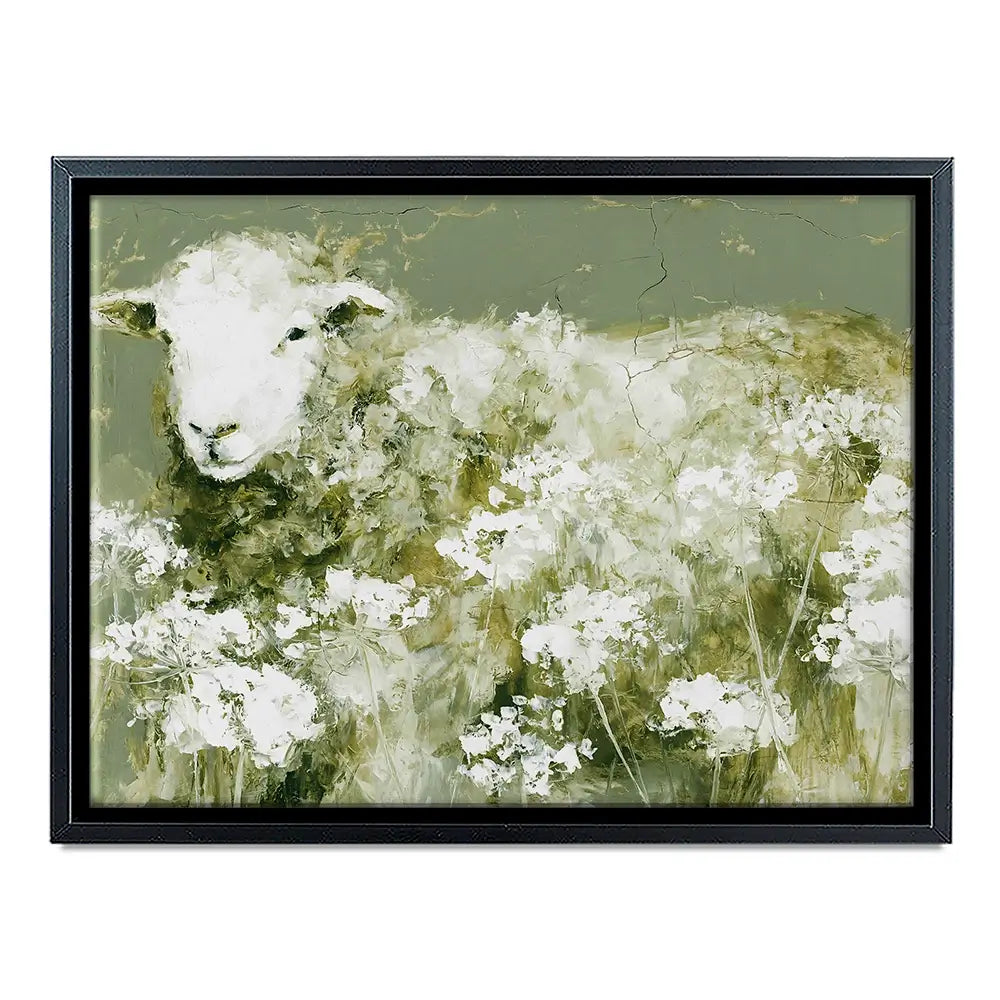 Sheep In Queen Annes Lace Canvas Print Sheep In Queen Annes Lace Canvas Print wall art product Chromatic Storm Studio
