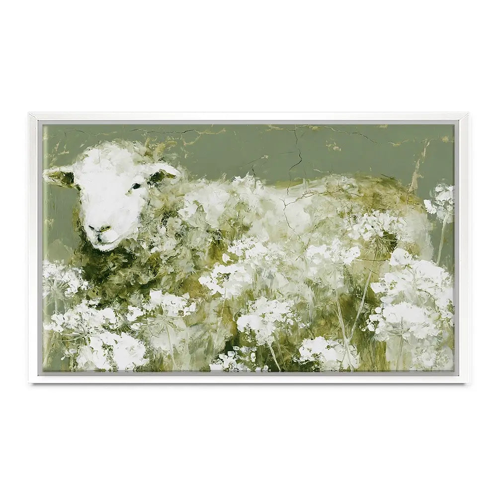 Sheep In Queen Annes Lace Canvas Print Sheep In Queen Annes Lace Canvas Print wall art product Chromatic Storm Studio