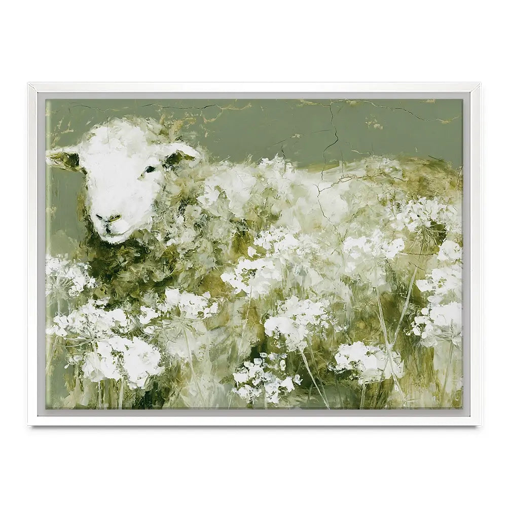 Sheep In Queen Annes Lace Canvas Print Sheep In Queen Annes Lace Canvas Print wall art product Chromatic Storm Studio