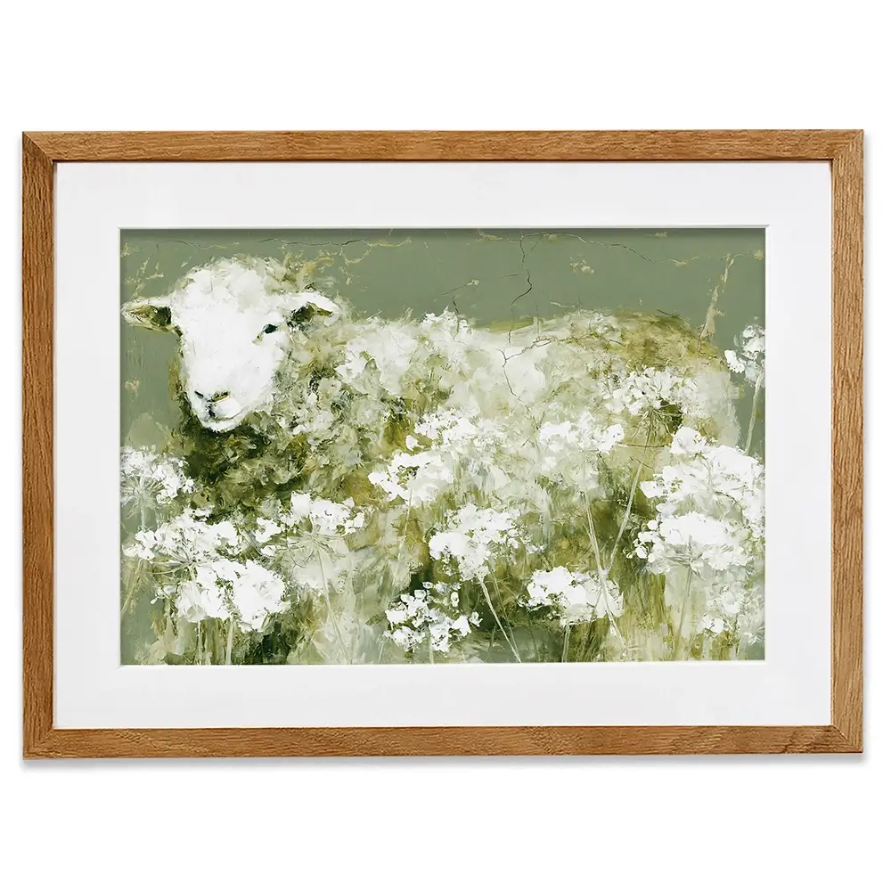 Sheep In Queen Annes Lace Framed Art Print Sheep In Queen Annes Lace Framed Art Print wall art product Chromatic Storm Studio