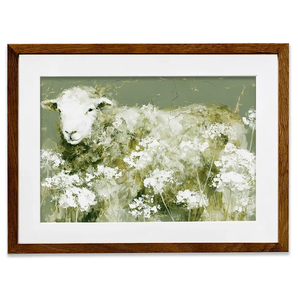Sheep In Queen Annes Lace Framed Art Print Sheep In Queen Annes Lace Framed Art Print wall art product Chromatic Storm Studio