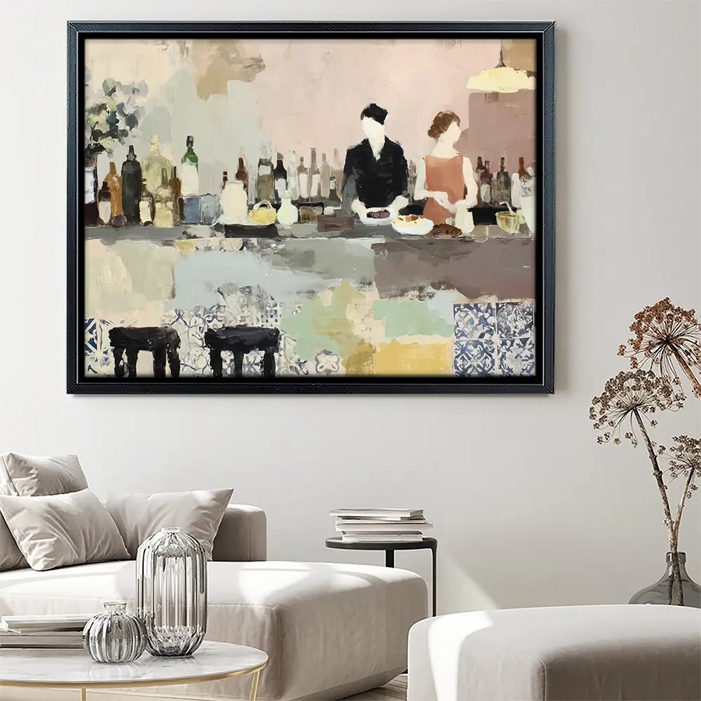 Sicilian Bar Interior Canvas Print Sicilian Bar Interior Canvas Print wall art product Chromatic Storm Studio