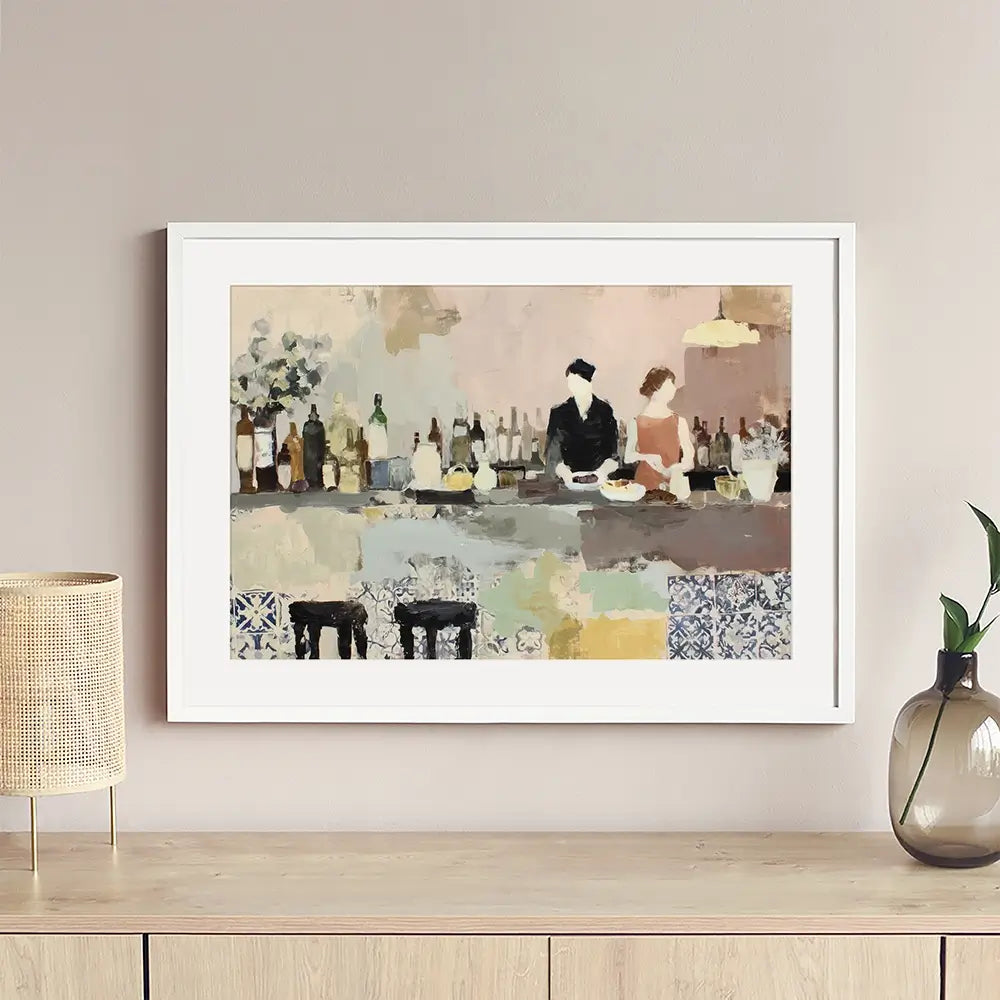 Sicilian Bar Interior Framed Art Print Sicilian Bar Interior Framed Art Print wall art product Chromatic Storm Studio